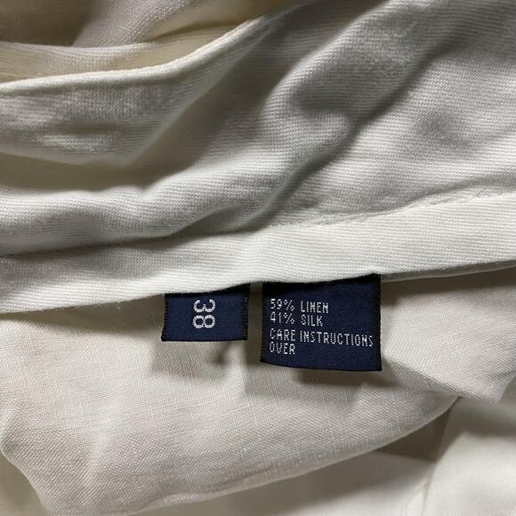 VTG Polo Ralph Lauren Shorts Mens 38 White Linen Silk Pleated Chino Summer - Picture 5 of 10